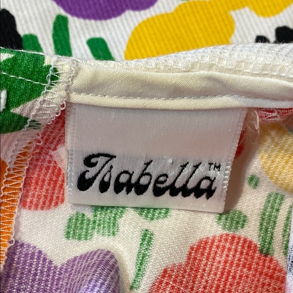 VNTG Isabella Floral Red and Purple  Sundress with Puff Cap Sleeves & Bib Collar - Picture 6 of 12